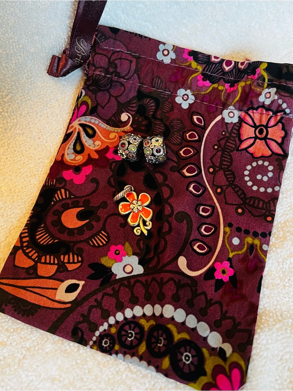 Brighton - Enamel Flower Charm with Multi-Color Accent Beads - Picture 4 of 4